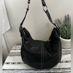 Used Black Leather Coach shoulder bag